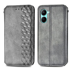 Leather Case Stands Flip Cover Holder S01D for Realme C33 Gray