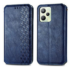 Leather Case Stands Flip Cover Holder S01D for Realme C35 Blue