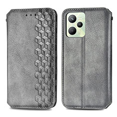 Leather Case Stands Flip Cover Holder S01D for Realme C35 Gray