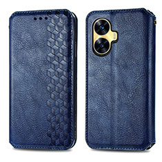 Leather Case Stands Flip Cover Holder S01D for Realme C55 Blue