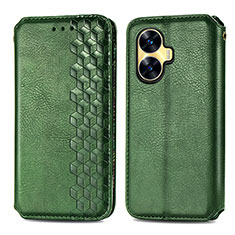 Leather Case Stands Flip Cover Holder S01D for Realme C55 Green