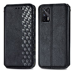 Leather Case Stands Flip Cover Holder S01D for Realme GT 5G Black