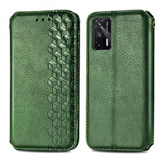 Leather Case Stands Flip Cover Holder S01D for Realme GT 5G Green