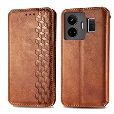 Leather Case Stands Flip Cover Holder S01D for Realme GT Neo5 240W 5G Brown