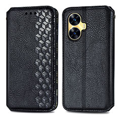 Leather Case Stands Flip Cover Holder S01D for Realme Narzo N55 Black