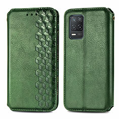 Leather Case Stands Flip Cover Holder S01D for Realme Q3 5G Green