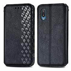 Leather Case Stands Flip Cover Holder S01D for Samsung Galaxy A02 Black