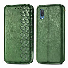 Leather Case Stands Flip Cover Holder S01D for Samsung Galaxy A02 Green