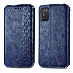 Leather Case Stands Flip Cover Holder S01D for Samsung Galaxy A02s Blue