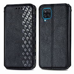 Leather Case Stands Flip Cover Holder S01D for Samsung Galaxy A12 5G Black