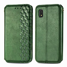 Leather Case Stands Flip Cover Holder S01D for Samsung Galaxy A21 SC-42A Green