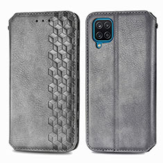 Leather Case Stands Flip Cover Holder S01D for Samsung Galaxy A22 4G Gray