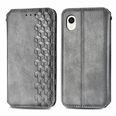 Leather Case Stands Flip Cover Holder S01D for Samsung Galaxy A22 5G SC-56B Gray