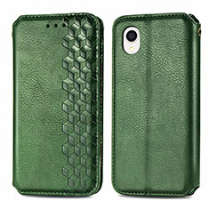 Leather Case Stands Flip Cover Holder S01D for Samsung Galaxy A22 5G SC-56B Green