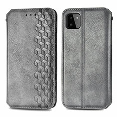 Leather Case Stands Flip Cover Holder S01D for Samsung Galaxy A22s 5G Gray