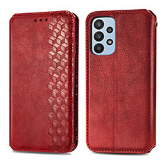 Leather Case Stands Flip Cover Holder S01D for Samsung Galaxy A23 5G Red