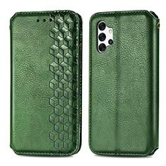 Leather Case Stands Flip Cover Holder S01D for Samsung Galaxy A32 4G Green