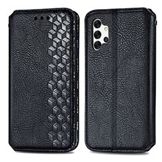Leather Case Stands Flip Cover Holder S01D for Samsung Galaxy A32 5G Black