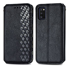 Leather Case Stands Flip Cover Holder S01D for Samsung Galaxy A41 Black