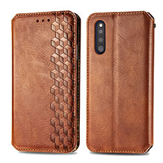 Leather Case Stands Flip Cover Holder S01D for Samsung Galaxy A41 SC-41A Brown