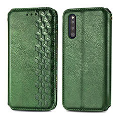 Leather Case Stands Flip Cover Holder S01D for Samsung Galaxy A41 SC-41A Green