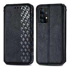 Leather Case Stands Flip Cover Holder S01D for Samsung Galaxy A52 4G Black