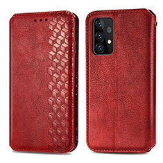 Leather Case Stands Flip Cover Holder S01D for Samsung Galaxy A52 5G Red