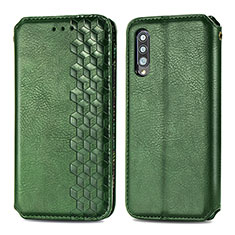 Leather Case Stands Flip Cover Holder S01D for Samsung Galaxy A70 Green