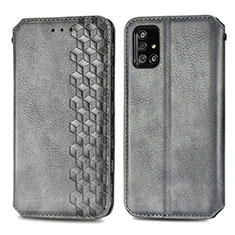 Leather Case Stands Flip Cover Holder S01D for Samsung Galaxy A71 4G A715 Gray