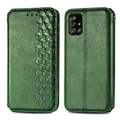 Leather Case Stands Flip Cover Holder S01D for Samsung Galaxy A71 4G A715 Green