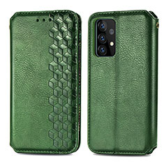 Leather Case Stands Flip Cover Holder S01D for Samsung Galaxy A72 4G Green