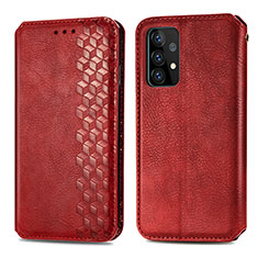 Leather Case Stands Flip Cover Holder S01D for Samsung Galaxy A72 5G Red