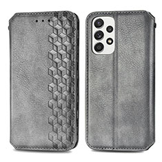 Leather Case Stands Flip Cover Holder S01D for Samsung Galaxy A73 5G Gray