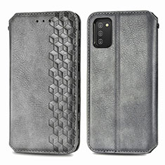 Leather Case Stands Flip Cover Holder S01D for Samsung Galaxy F02S SM-E025F Gray