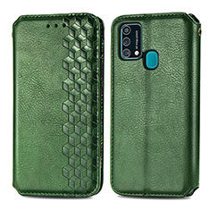 Leather Case Stands Flip Cover Holder S01D for Samsung Galaxy F41 Green