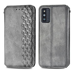 Leather Case Stands Flip Cover Holder S01D for Samsung Galaxy F52 5G Gray