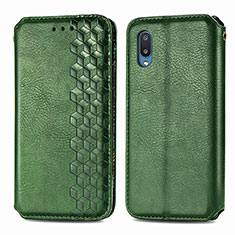 Leather Case Stands Flip Cover Holder S01D for Samsung Galaxy M02 Green