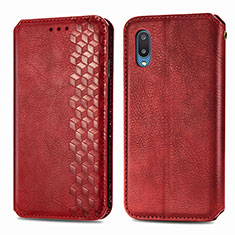 Leather Case Stands Flip Cover Holder S01D for Samsung Galaxy M02 Red