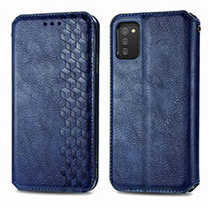 Leather Case Stands Flip Cover Holder S01D for Samsung Galaxy M02s Blue