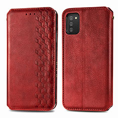 Leather Case Stands Flip Cover Holder S01D for Samsung Galaxy M02s Red