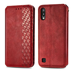 Leather Case Stands Flip Cover Holder S01D for Samsung Galaxy M10 Red