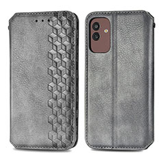 Leather Case Stands Flip Cover Holder S01D for Samsung Galaxy M13 5G Gray
