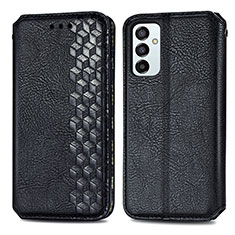 Leather Case Stands Flip Cover Holder S01D for Samsung Galaxy M23 5G Black