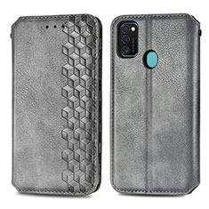 Leather Case Stands Flip Cover Holder S01D for Samsung Galaxy M30s Gray