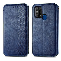 Leather Case Stands Flip Cover Holder S01D for Samsung Galaxy M31 Blue