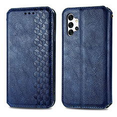 Leather Case Stands Flip Cover Holder S01D for Samsung Galaxy M32 5G Blue