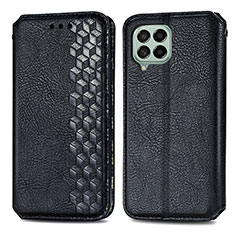 Leather Case Stands Flip Cover Holder S01D for Samsung Galaxy M53 5G Black