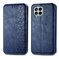 Leather Case Stands Flip Cover Holder S01D for Samsung Galaxy M53 5G Blue