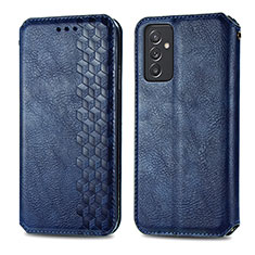 Leather Case Stands Flip Cover Holder S01D for Samsung Galaxy Quantum2 5G Blue