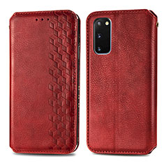 Leather Case Stands Flip Cover Holder S01D for Samsung Galaxy S20 5G Red